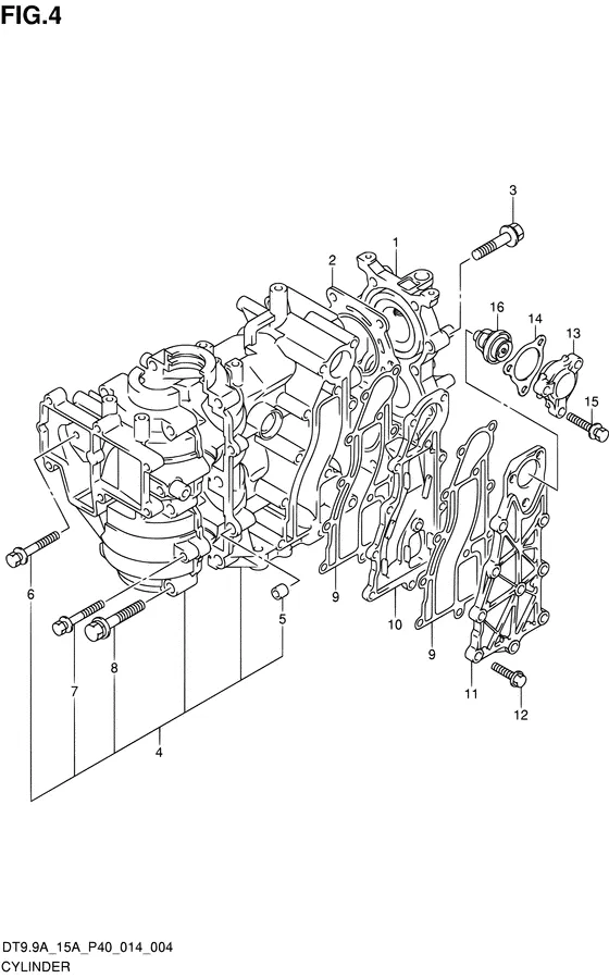 Цилиндр ((DT15A P40)) для Suzuki DT9.9A S/L; KS/L