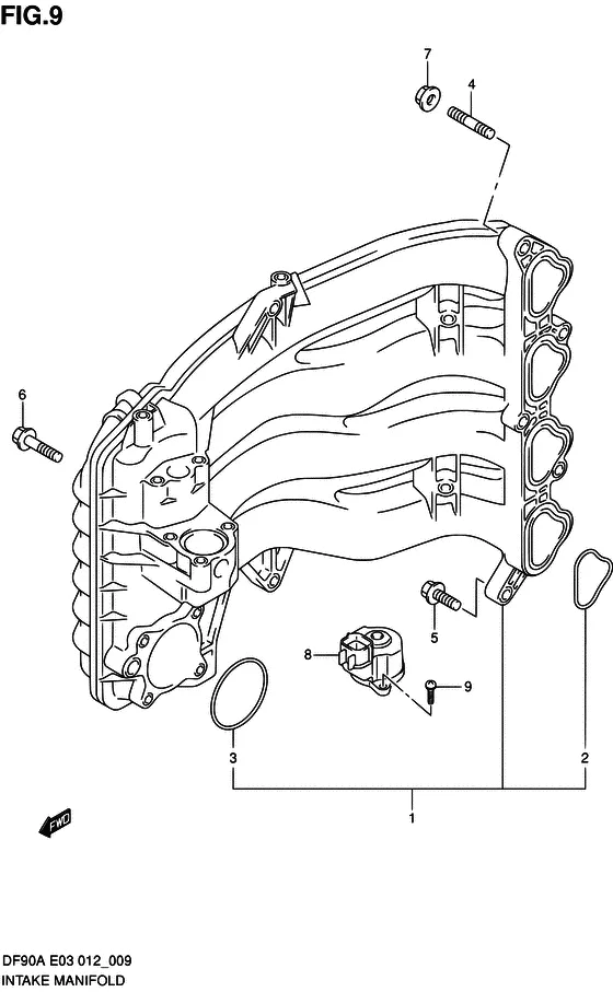 Всасывающий коллектор для Suzuki DF70A T(H)L/X