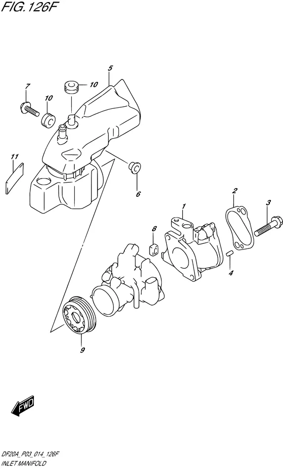 Впускной коллектор ((DF15AR P03)) для Suzuki DF9.9B S/L; RS/L; TS/L
