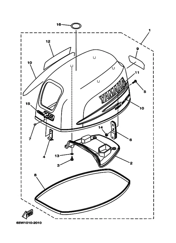 Верхний капот в сборе для Yamaha F25 M(E/H/T)S/L