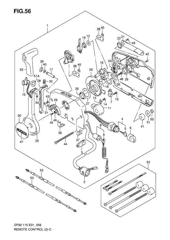 Дистанционное управление ((MODEL:04); NOTE : REFER TO FIG.57(I- 8) FOR MODEL:05~) для Suzuki DF90 TL/X
