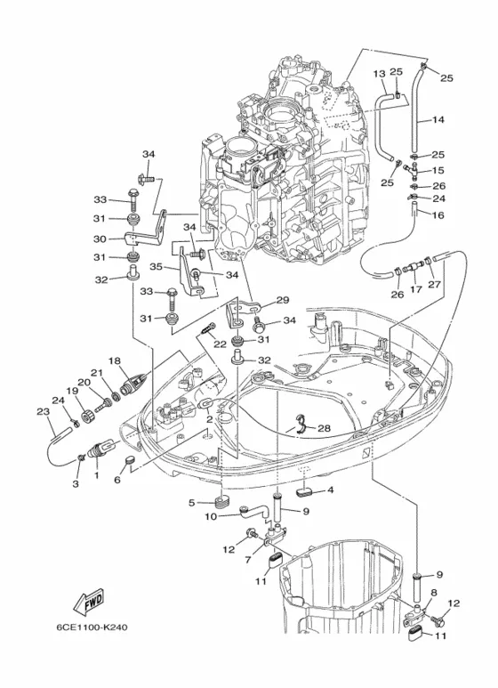 Нижний капот 2 для Yamaha F300 ETU/X