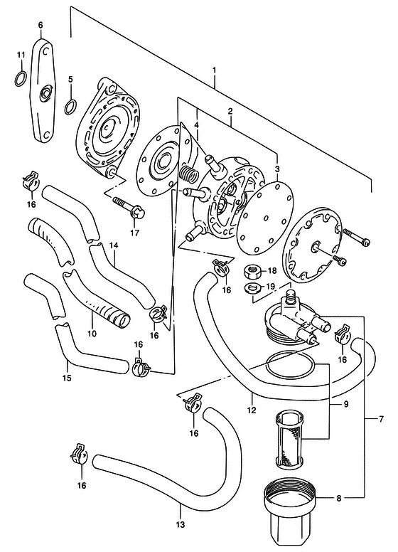 Топливный насос ((DT115T/140T,MODEL:97~00)) для Suzuki DT140 L/UL