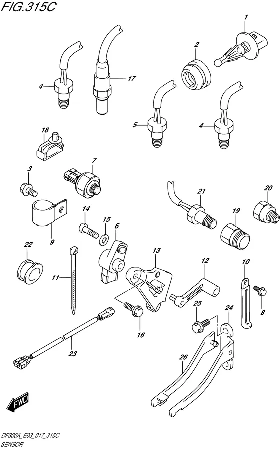 Датчик ((L) (DF300A E03)) для Suzuki DF250A PX/XX