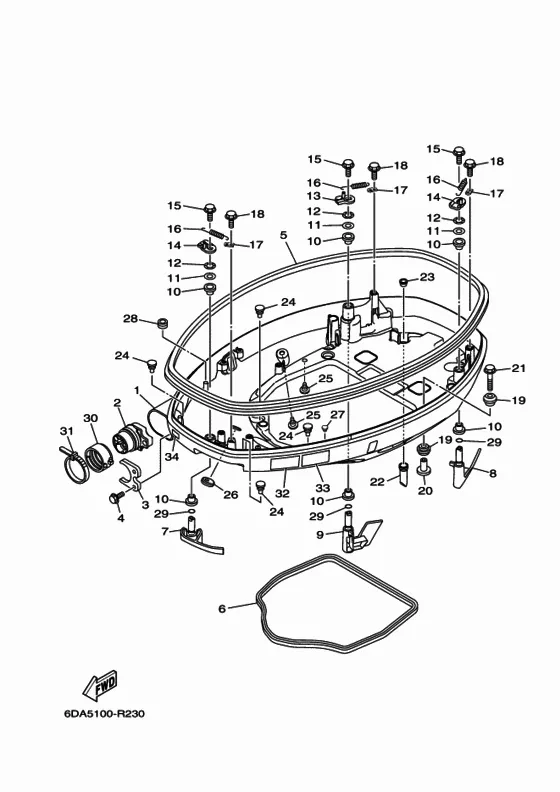 Нижний капот 1 для Yamaha F200 ETX