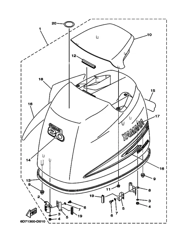 Капот для Yamaha F100 ETL/X