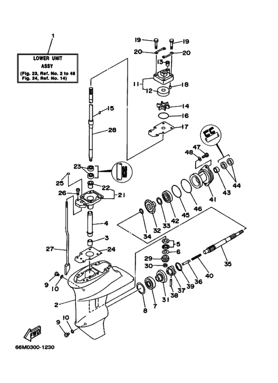 Редуктор & привод для Yamaha F15 M(E/W)HS/L