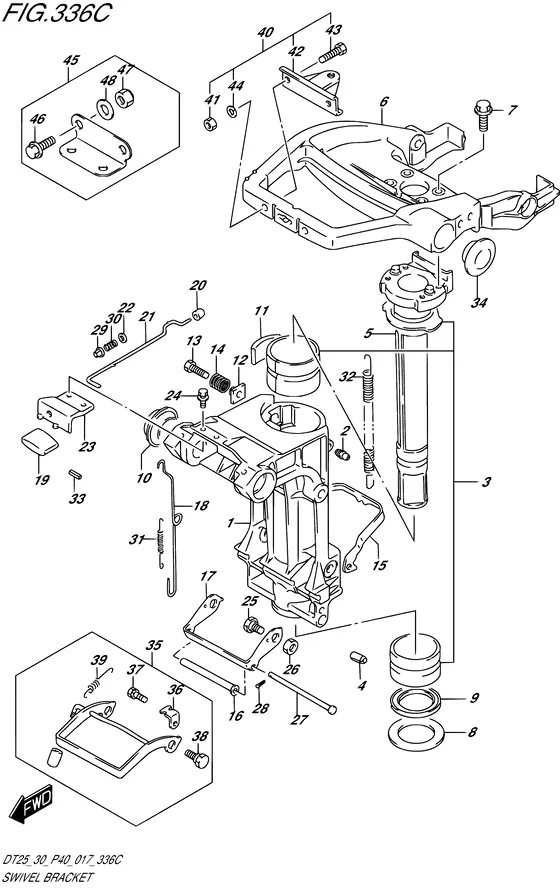 Поворотный кронштейн ((DT30R P40)) для Suzuki DT30 S/L; RS/L