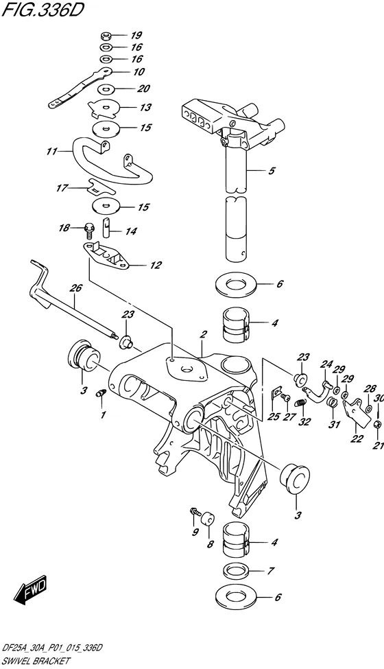 Поворотный кронштейн ((DF25ATH P01)) для Suzuki DF25A S/L; RS/L; TS/L; THS/L