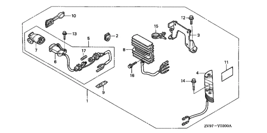Комплект зарядной розетки (6a) для Honda 30