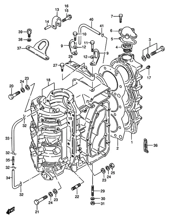 Цилиндр ((WT,WQ,WHQ,MQ ~MODEL:94); NOTE : COLOR : 0ED (GRAY)) для Suzuki DT75 L/UL