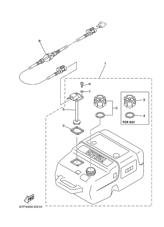 Топливный бак для Yamaha F40 M(E/H/D/T)S/L