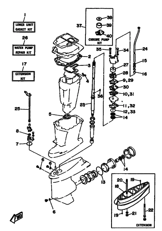 Восстановительный комплект для Yamaha 75 E(M/H/D/T)L