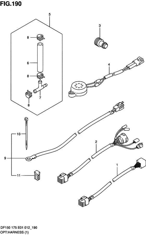 Опция: жгут проводов ((1) (DF175Z E40)) для Suzuki DF150 (Z)TL/X