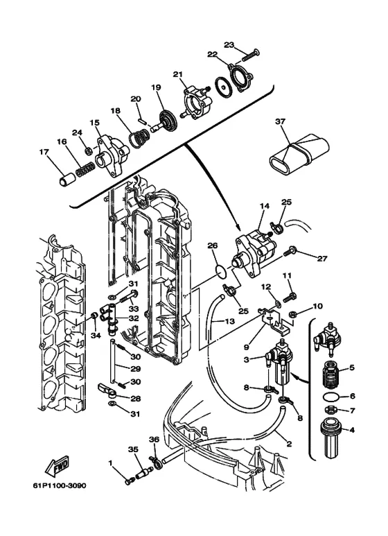 Топливный кран для Yamaha F90 ETL/X