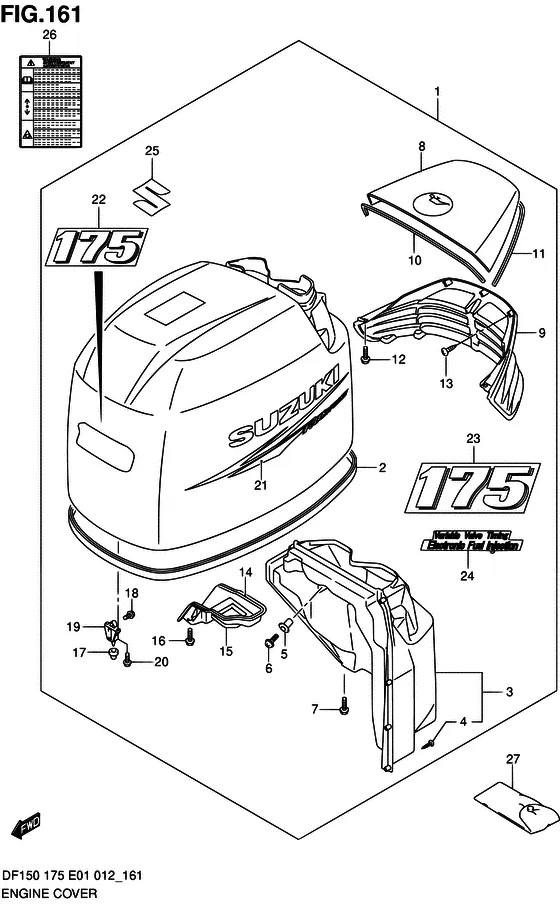 Крышка двигателя ((DF175Z E01)) для Suzuki DF150 (Z)TL/X