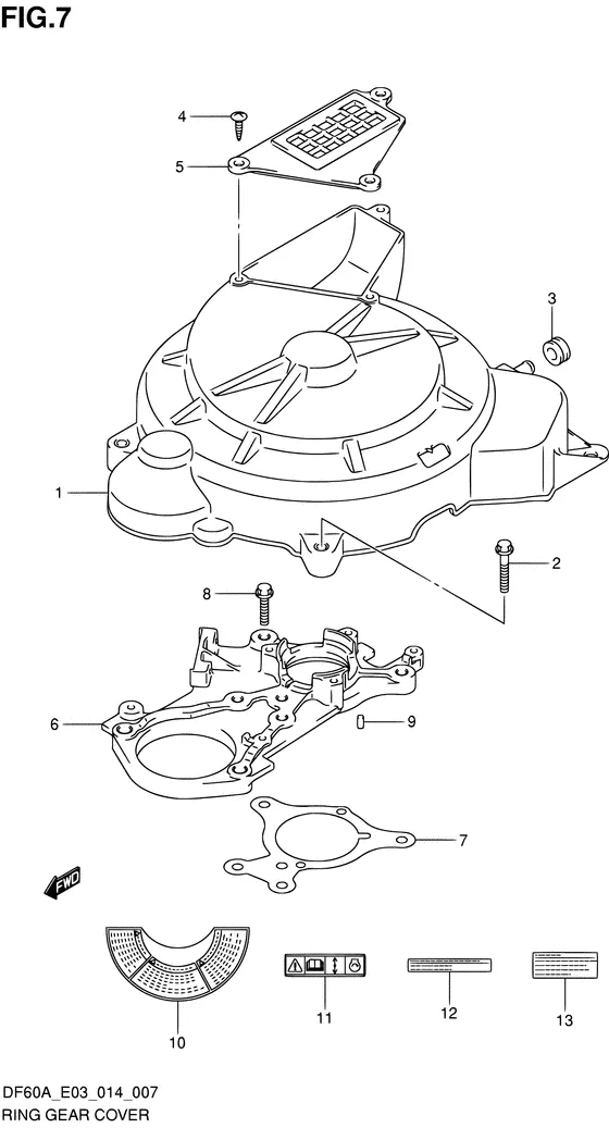 Крышка венцовой шестерни для Suzuki DF50A QHS/L; T(H)S/L