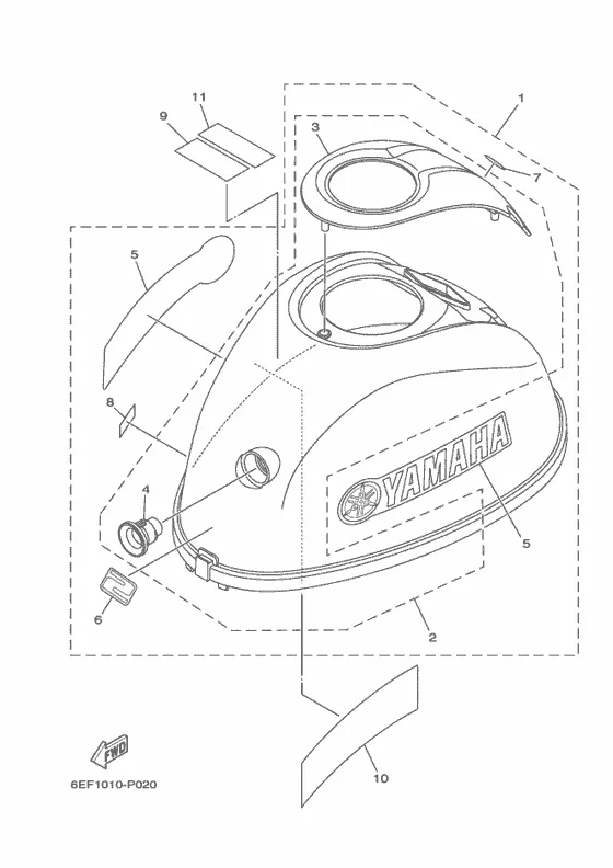 Верхний капот для Yamaha F2
