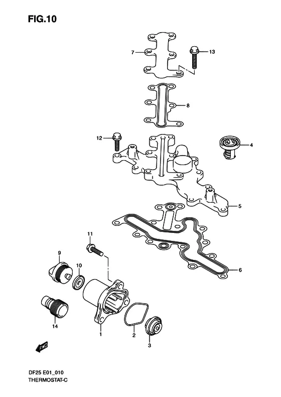 Термостат для Suzuki DF25 V-twin S/L; RS/L; QS/L; TS/L