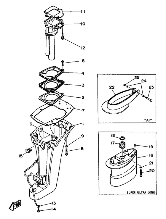 Верхний корпус для Yamaha 9.9 MHS/L