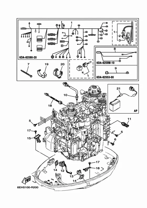 Детали электрические 4 для Yamaha F200 ETX