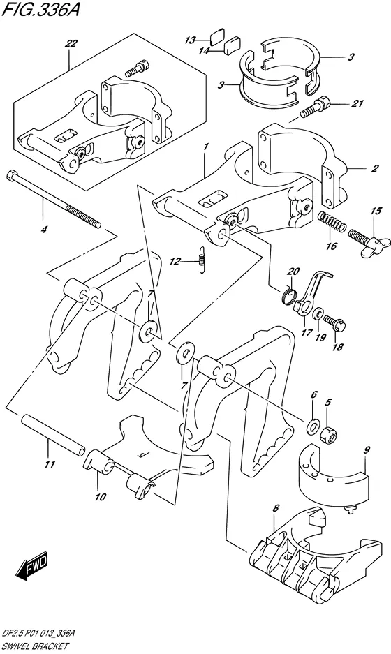 Поворотный кронштейн для Suzuki DF2.5 S