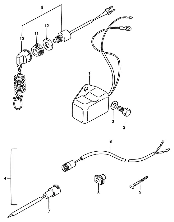 Опция: электрическое оборудование ((MANUAL STARTER)) для Suzuki DT25 S/LL/XL; KS/LL/XL
