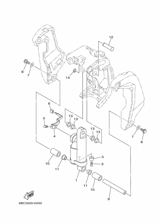 Кронштейн 2 для Yamaha F80 EDL/X