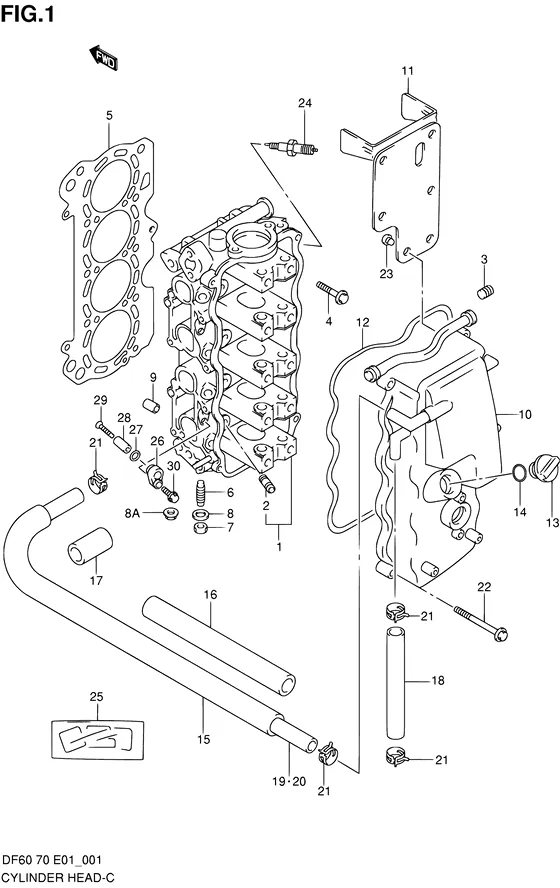 Головка цилиндра для Suzuki DF70 TL/X; WT(H)L/X