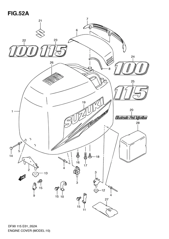 Крышка двигателя ((MODEL:10~)) для Suzuki DF90 TL/X
