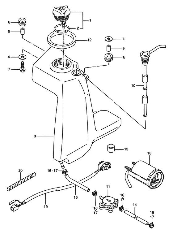 Бак масляный ((TC); NOTE : REFER TO FIG.79(L- 9) FOR MODEL:95~00) для Suzuki DT75 L/UL