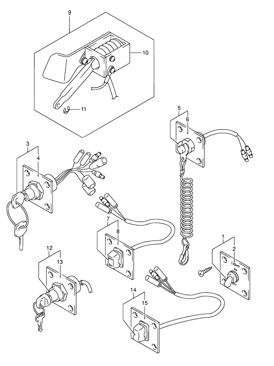 Опция: панель переключателей (NOTE : REFER TO FIG.49A(H- 8) FOR MODEL:05~07) для Suzuki DF25 S/L; RS/L; QS/L; TS/L