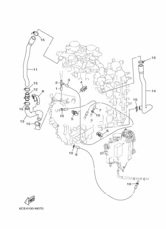 Цилиндр и картер 4 для Yamaha F300 ETU/X