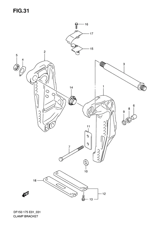 Зажимной кронштейн для Suzuki DF175 (Z)TL/X