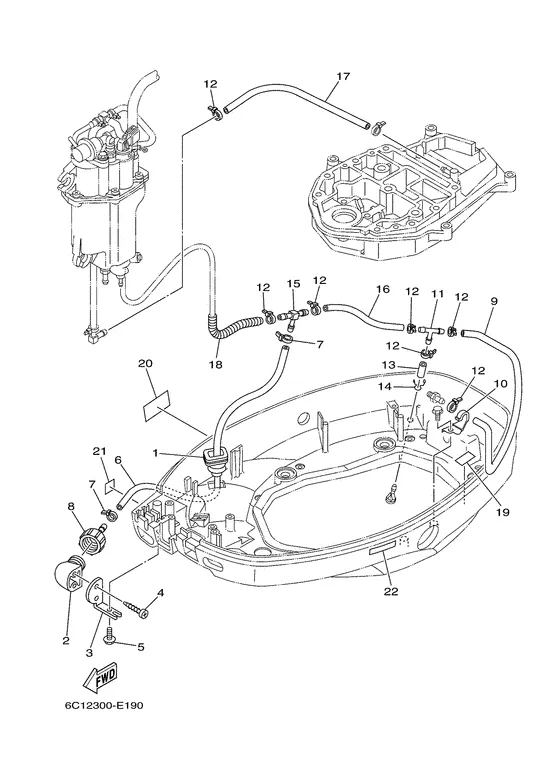 Нижний капот 2 для Yamaha F40 ETL