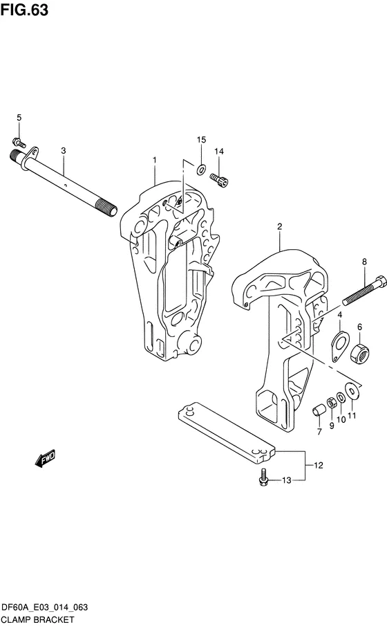 Зажимной кронштейн ((DF60A E03)) для Suzuki DF50A QHS/L; T(H)S/L