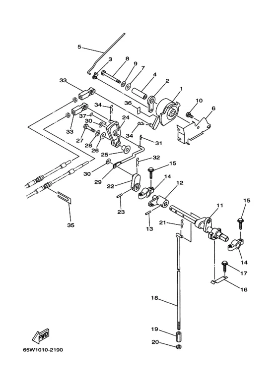 Управление переключением для Yamaha F25 M(E/H/T)S/L