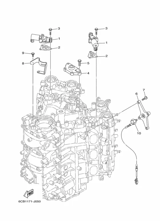 Цилиндр и картер 3 для Yamaha F250 ETX