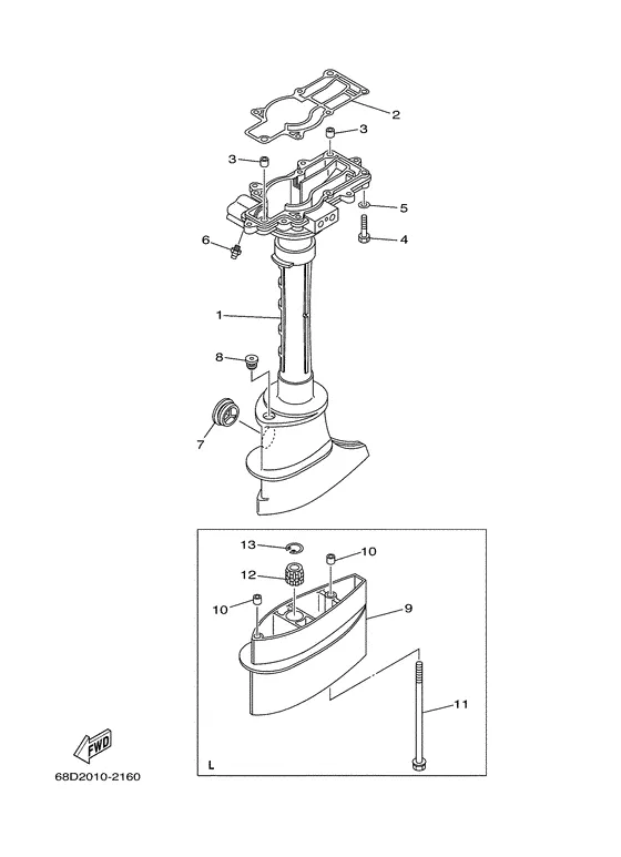 Верхний корпус для Yamaha F4 MHS/L