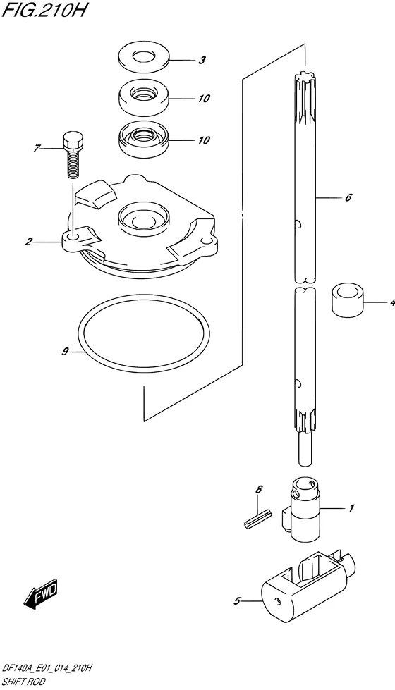 Тяга переключения ((DF140AT E40)) для Suzuki DF100A TL/X
