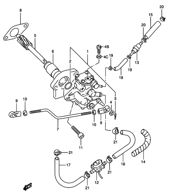 Масляный насос ((MODEL:95~99)) для Suzuki DT65 S/L/LL
