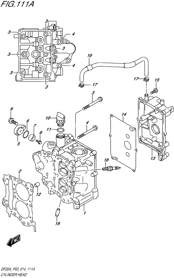Головка цилиндра для Suzuki DF9.9B S/L; RS/L; TS/L