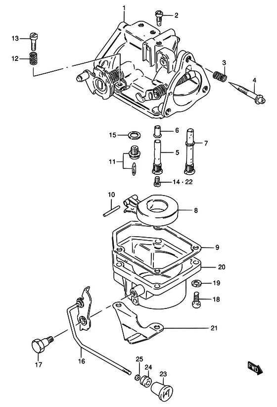 Карбюратор ((DT25/30)) для Suzuki DT25 S/LL/XL; KS/LL/XL