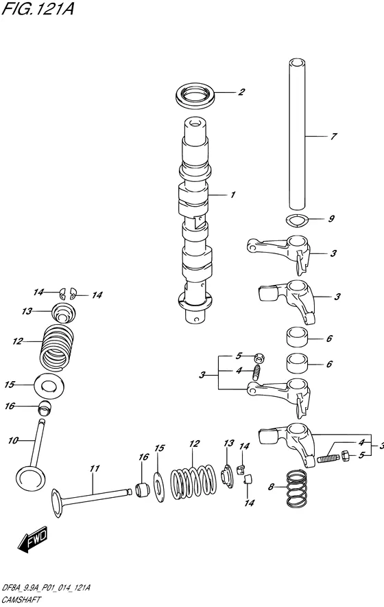 Распредвал ((DF8A P01)) для Suzuki DF8A S/L; RS/L