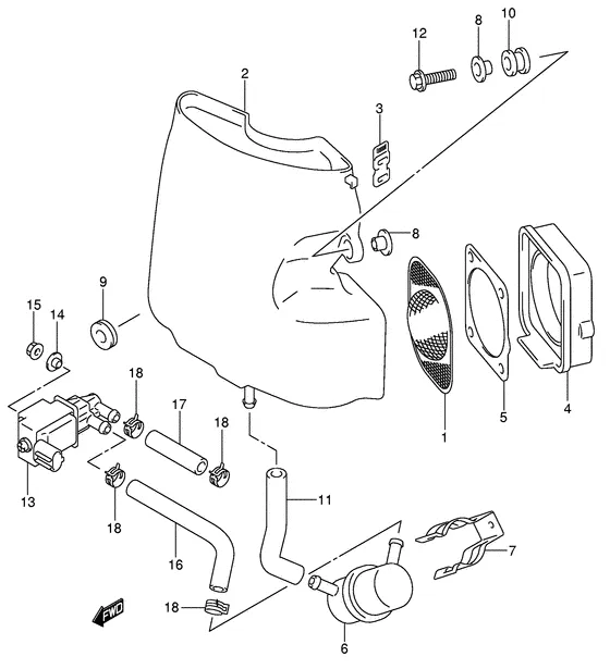 Глушитель (Model: 01~06) для Suzuki DF50 (W)QHS/L; (W)TS/L