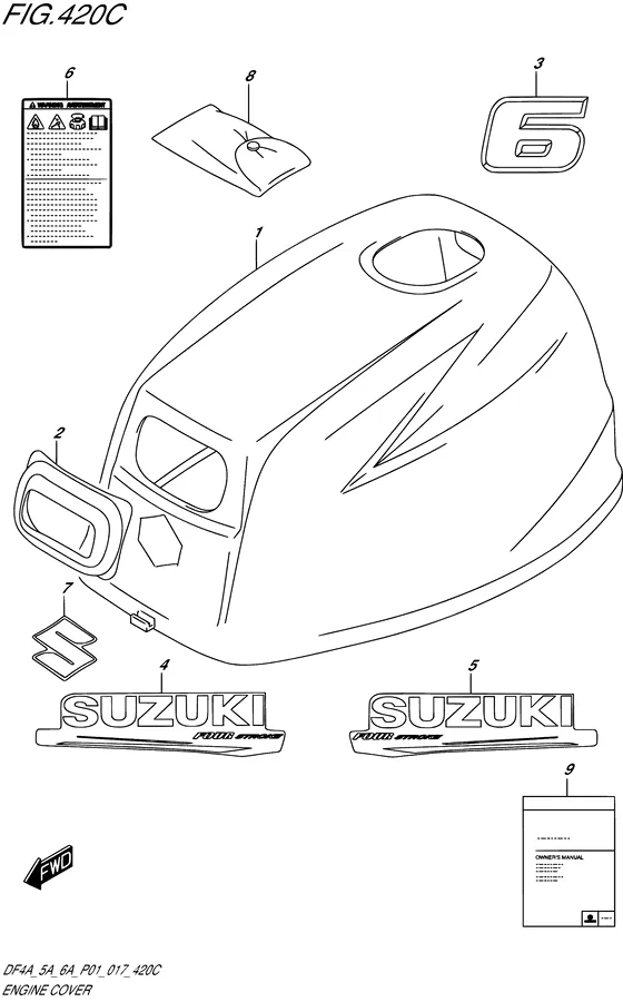 Крышка двигателя ((DF6A P01)) для Suzuki DF5A S/L