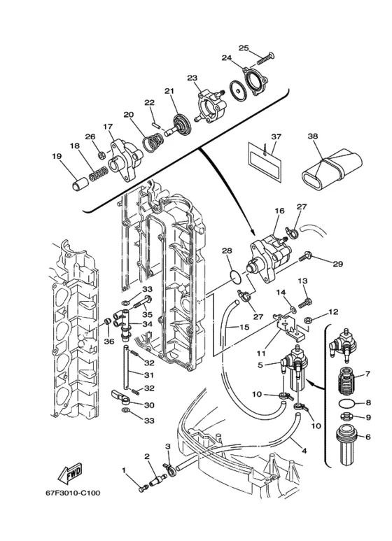 Топливный демпфер для Yamaha F80 ETL/X