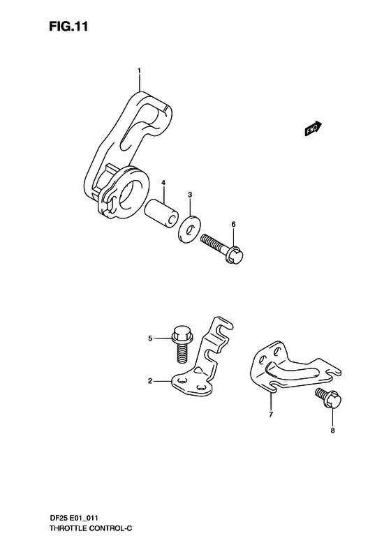 Управление дроссельной заслонкой (NOTE : REFER TO FIG.12(C- 5) FOR TYPE:R) для Suzuki DF25 V-twin S/L; RS/L; QS/L; TS/L