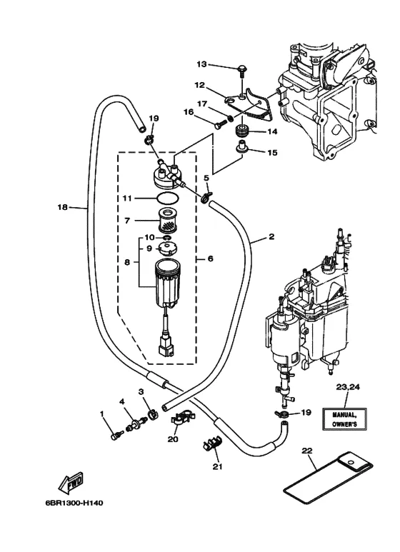 Топливный кран для Yamaha F250 ETX/U