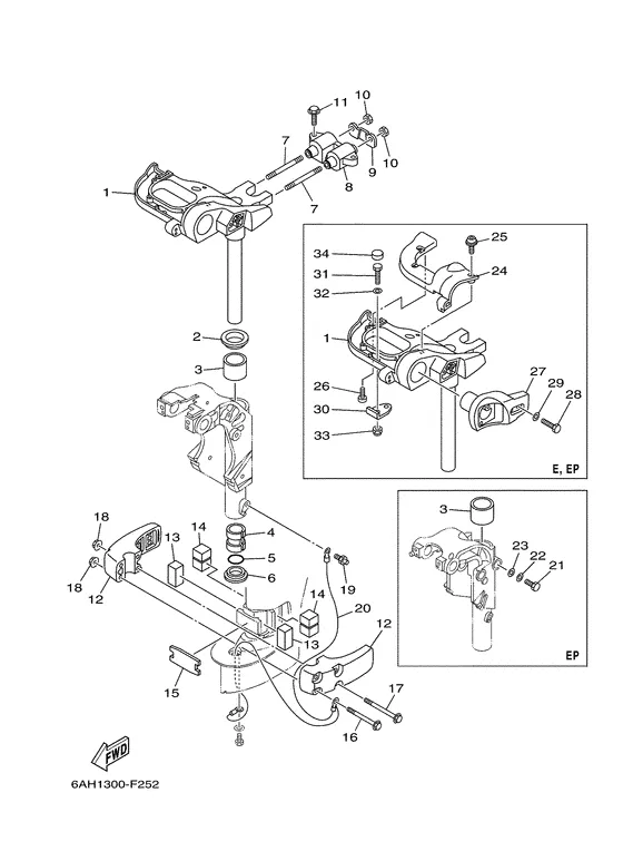Кронштейн 3 для Yamaha F20 M(W/E/P)HS/L